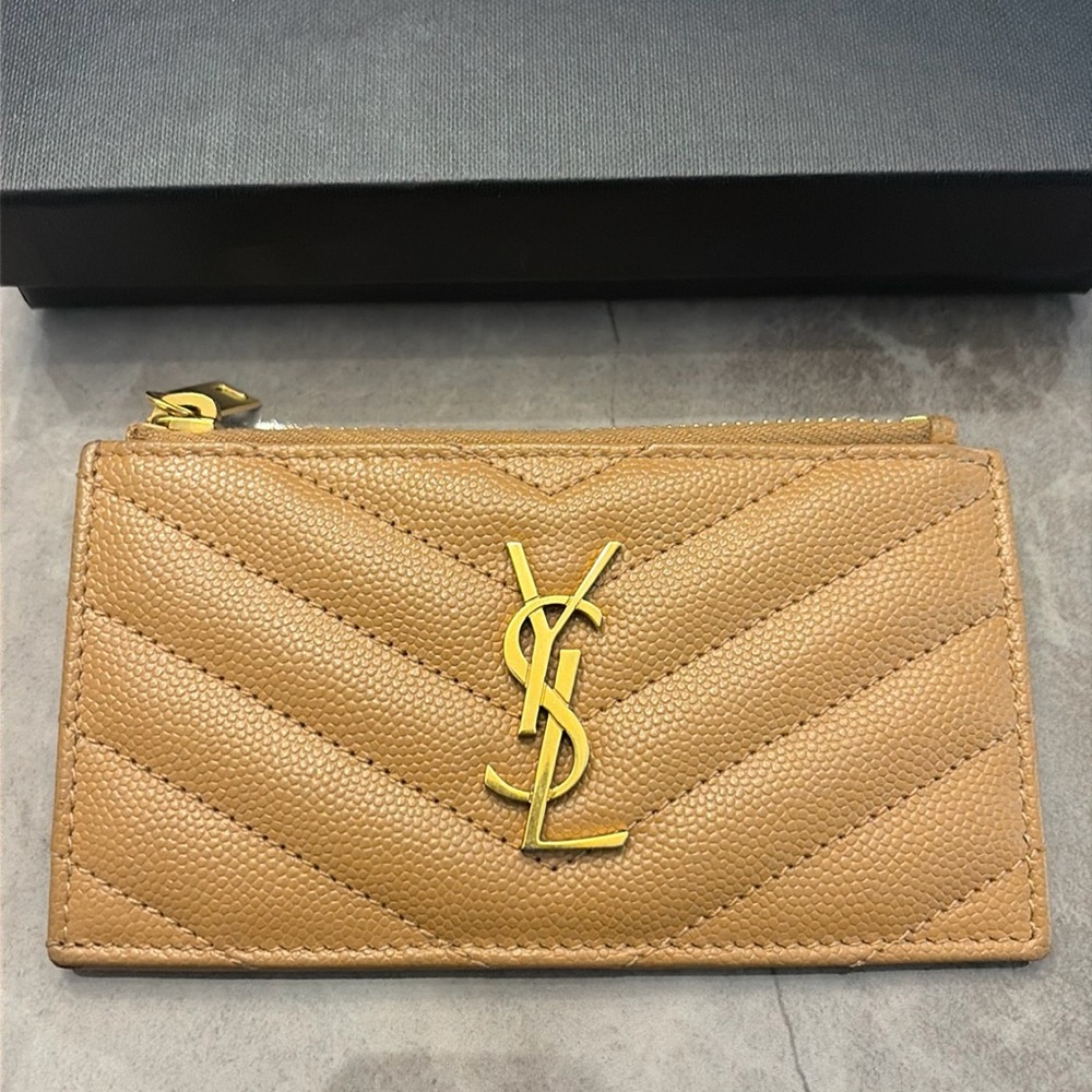 Saint Laurent YSL Card Holder Wallet- Dune Beige